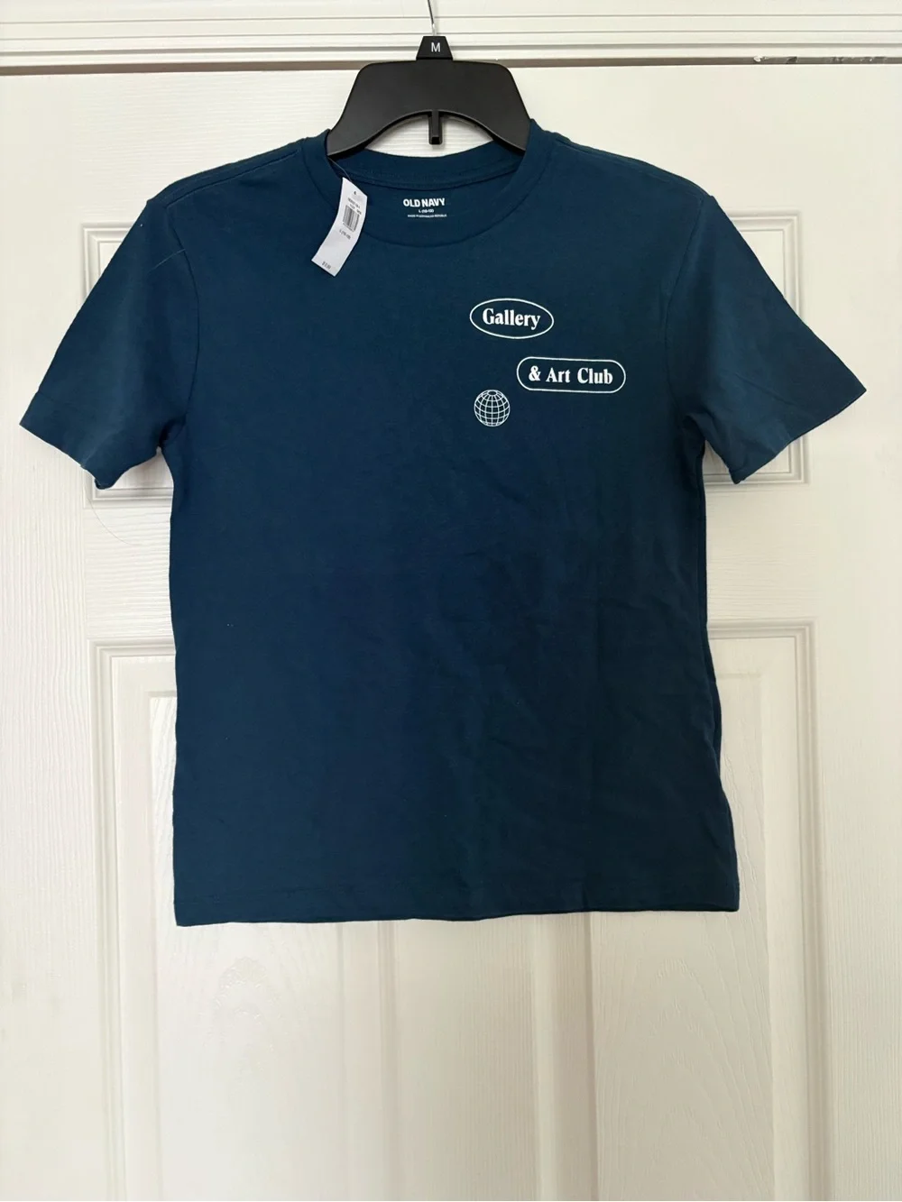 Old Navy Teal Graphic 'Gallery & Art Club' Short Sleeve Tee